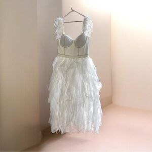 Fashion Nova White Feathered Wedding Dress